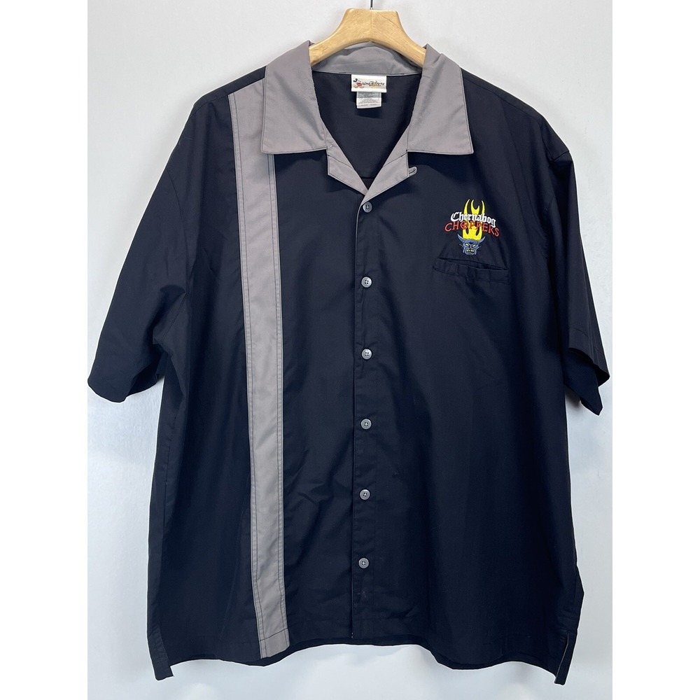 Vintage Disney Chernabog Choppers Button Up Shirt Sz XXL 2XL Mens Black HTF